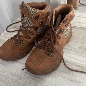UGG Women's Tan and Brown Patterned Combat Boots